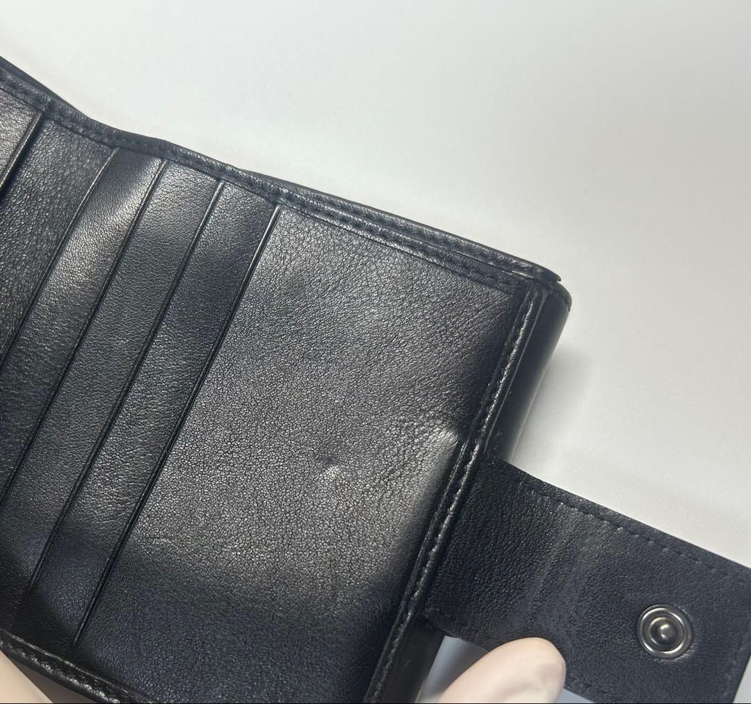 ディオール 二つ折り 財布 ヴィンテージ 黒 ロゴプレート