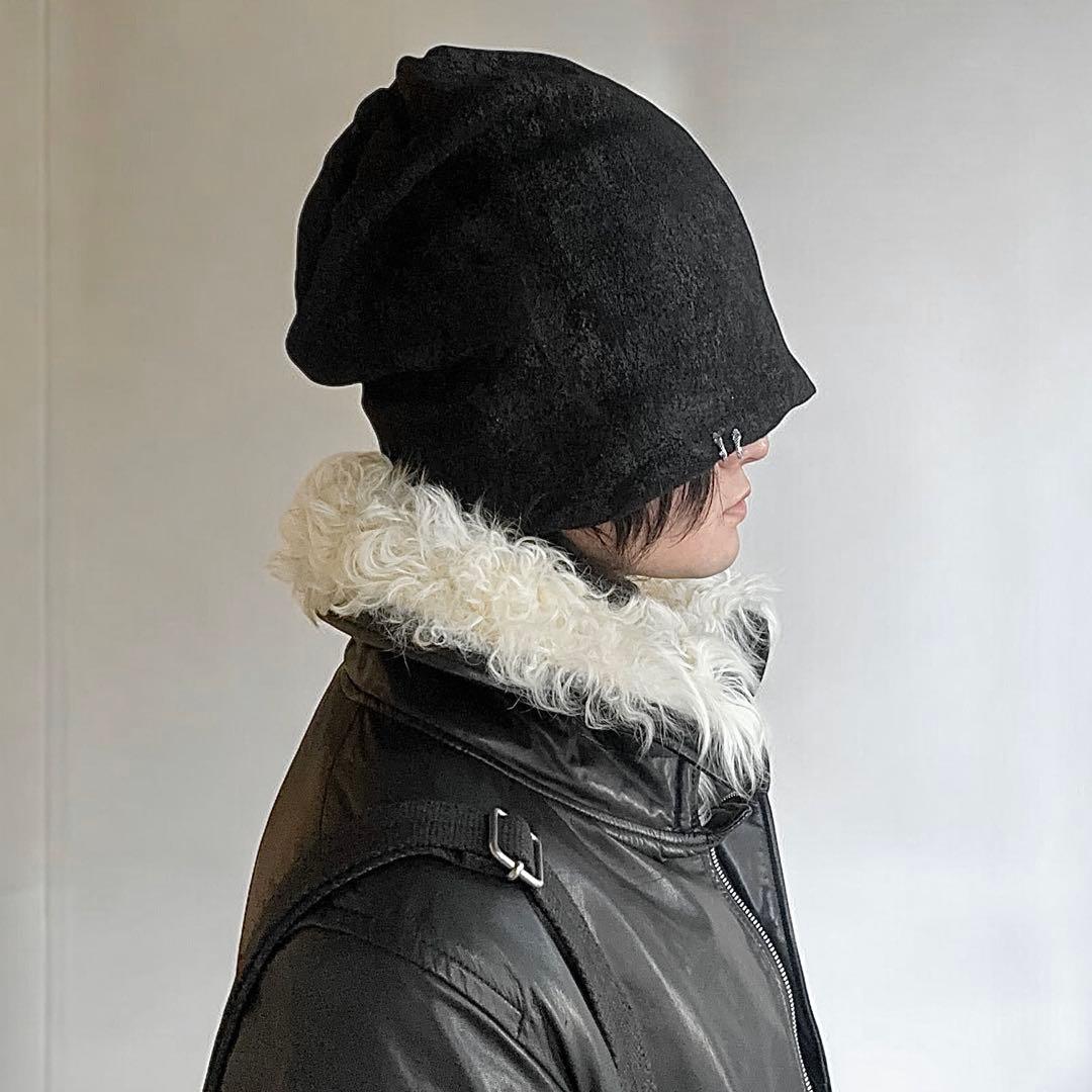 帽子 black coating piercing beanie