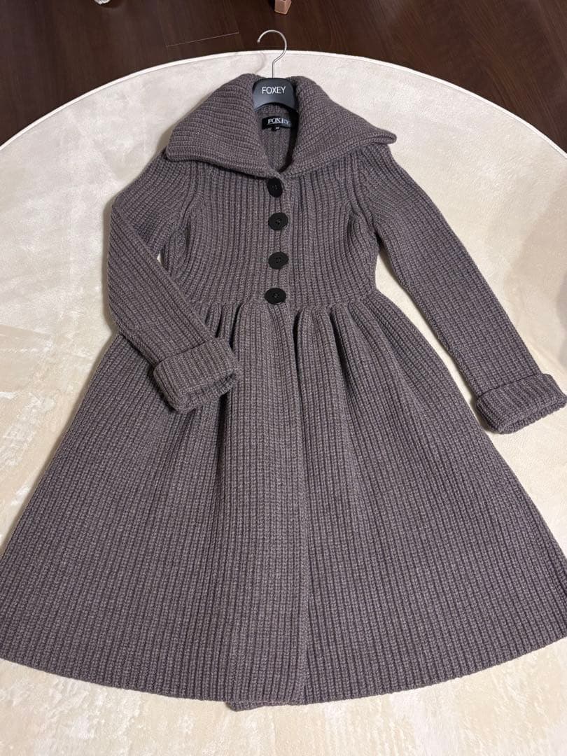 セ*n様 FOXEY ウール リブ編み ロングコート　40サイズ