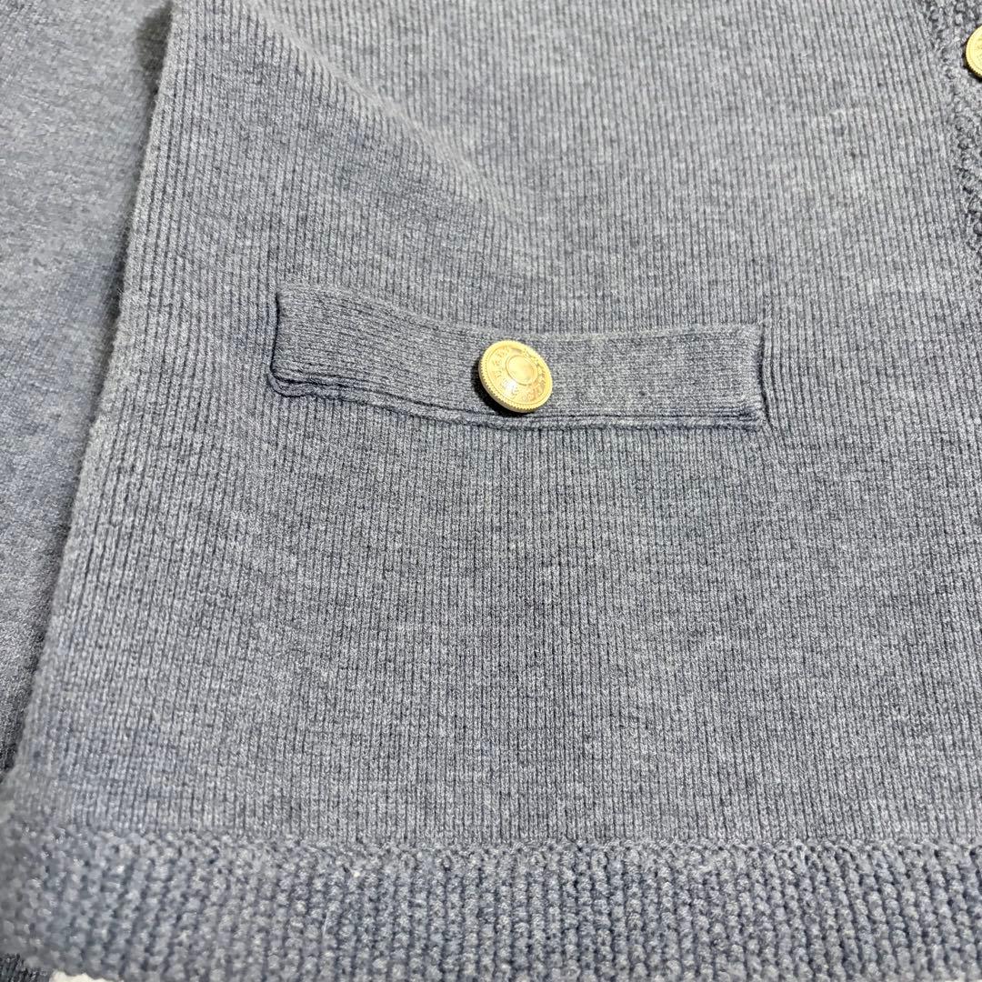 anuans アニュアンス ノーカラーニットジャケット 金ボタン F