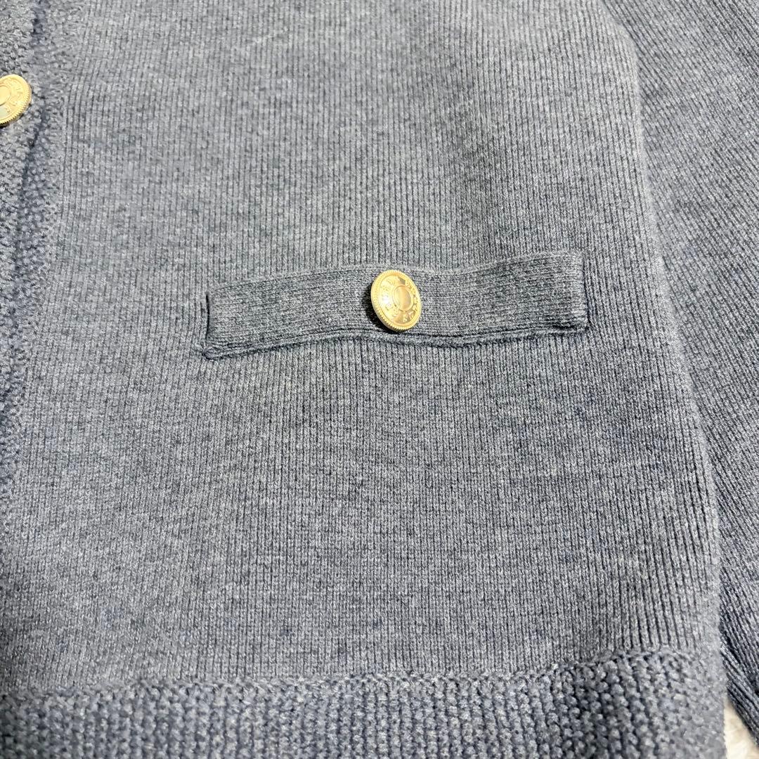 anuans アニュアンス ノーカラーニットジャケット 金ボタン F