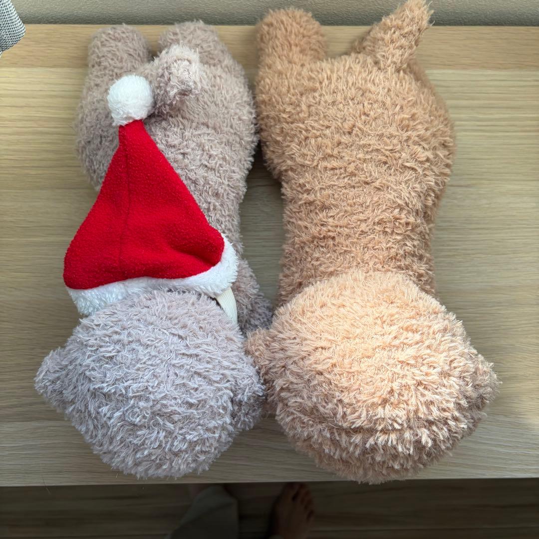 ジェラートピケ　わんちゃんぬいぐるみ　サンタ帽付き