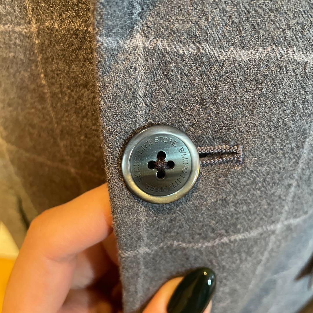 B+ by BEAMS グレー チェック柄 セットアップ サイズ48