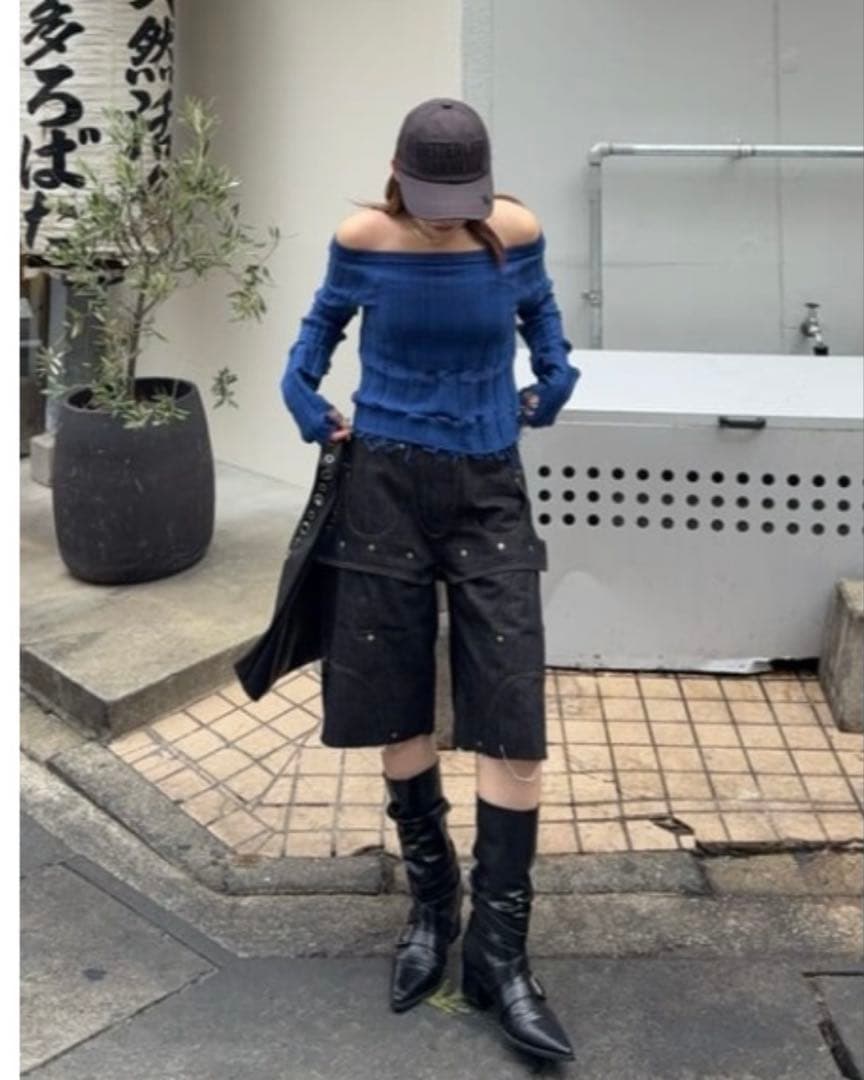 【LAGUA GEM】LAYERING HALF デニム ハーフパンツ