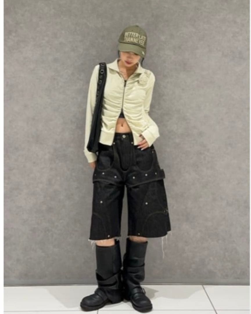 【LAGUA GEM】LAYERING HALF デニム ハーフパンツ