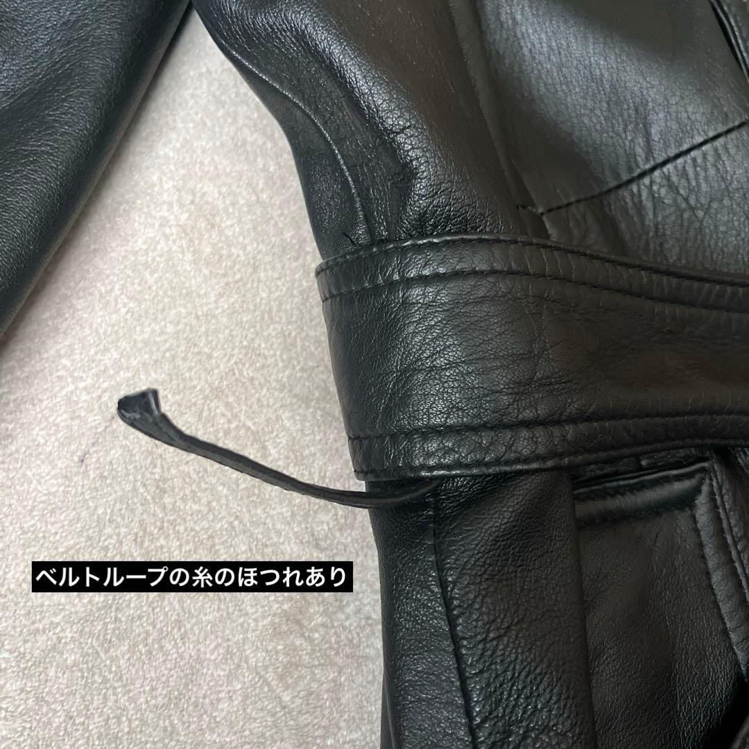 モダイタリアーナ レザートレンチコート 羊革 本革 ラムレザー アウター 黒 M