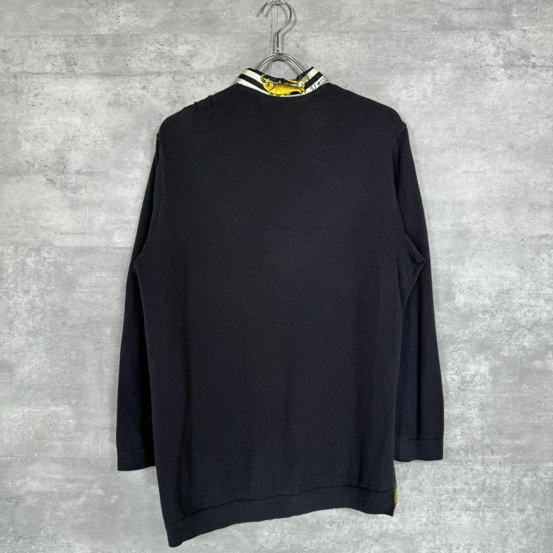『HERMES』エルメス (L) 総柄ニット切替ポロシャツ