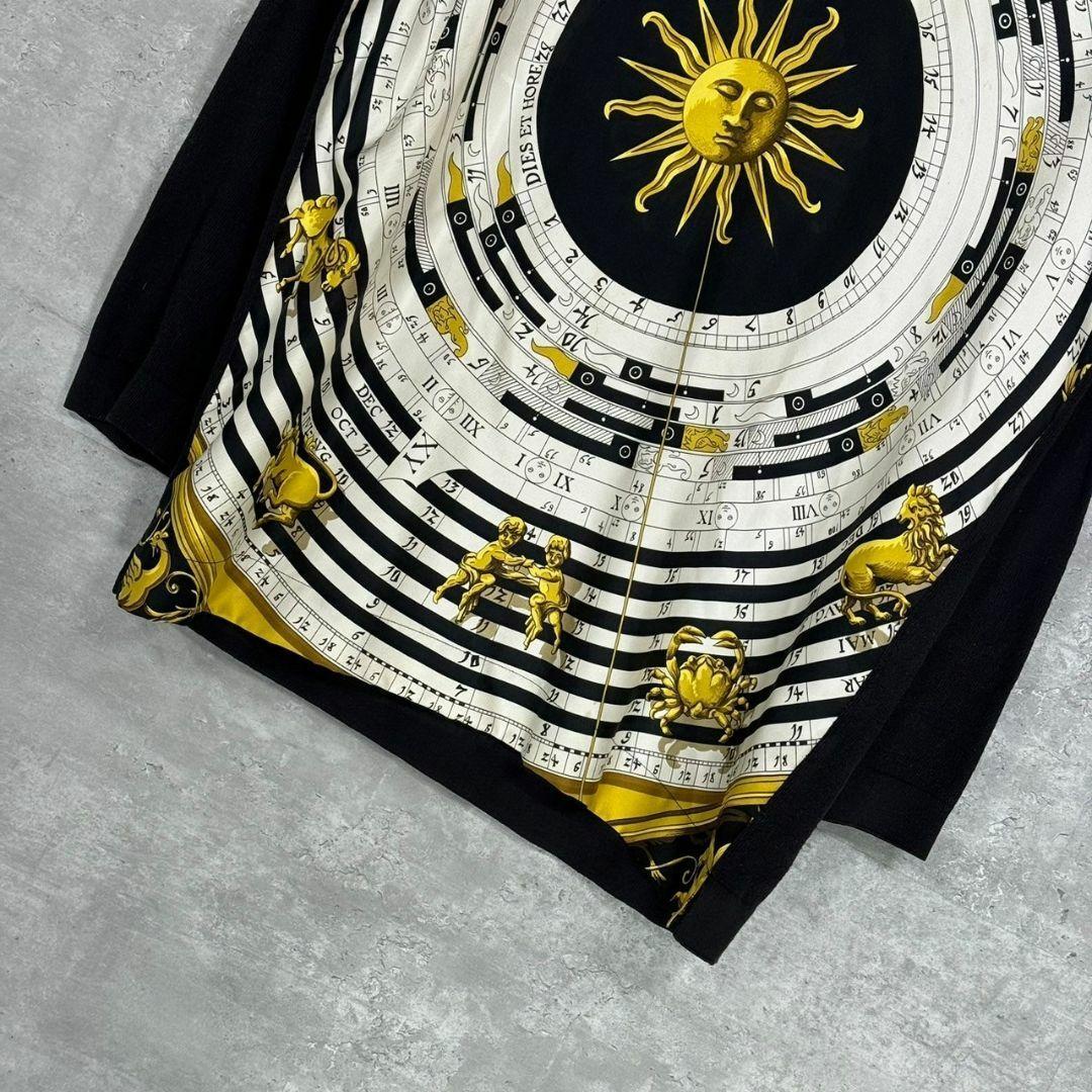 『HERMES』エルメス (L) 総柄ニット切替ポロシャツ