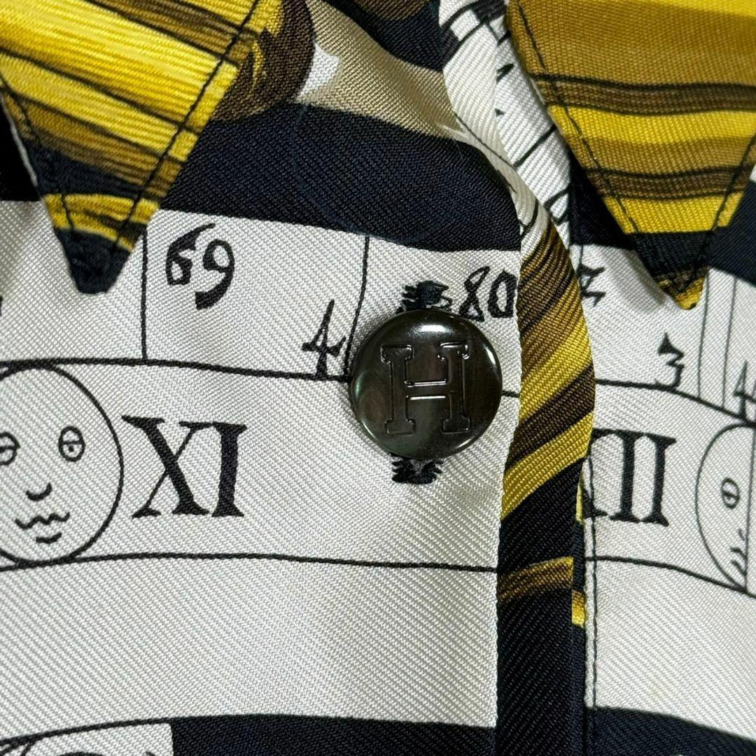 『HERMES』エルメス (L) 総柄ニット切替ポロシャツ