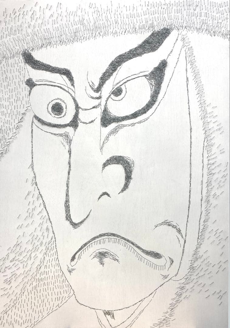 A1原画｜連獅子｜タッカーアート｜一点物｜インテリア｜現代アート