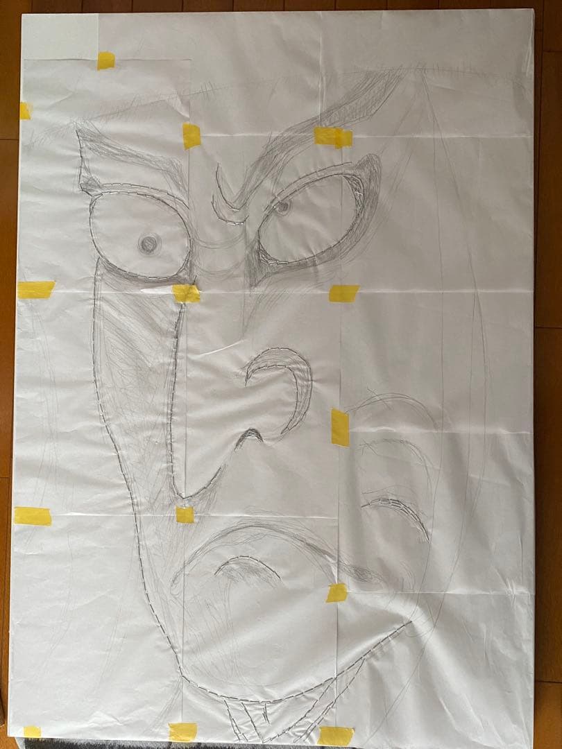 A1原画｜連獅子｜タッカーアート｜一点物｜インテリア｜現代アート