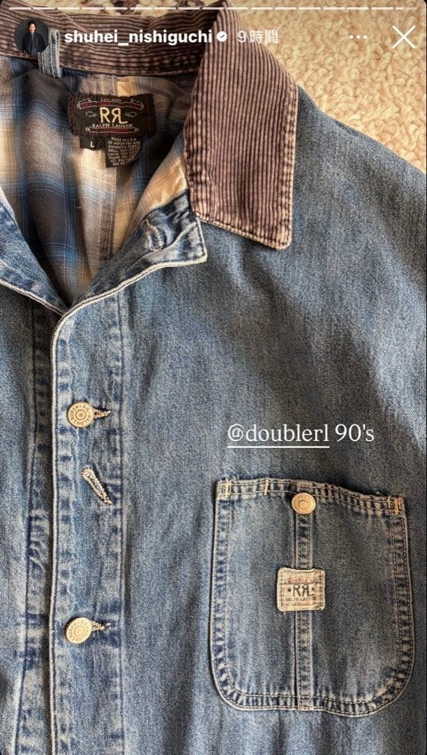 RRL ダブルアールエル カバーオール M コーデュロイ襟 三つ星タグ90年代