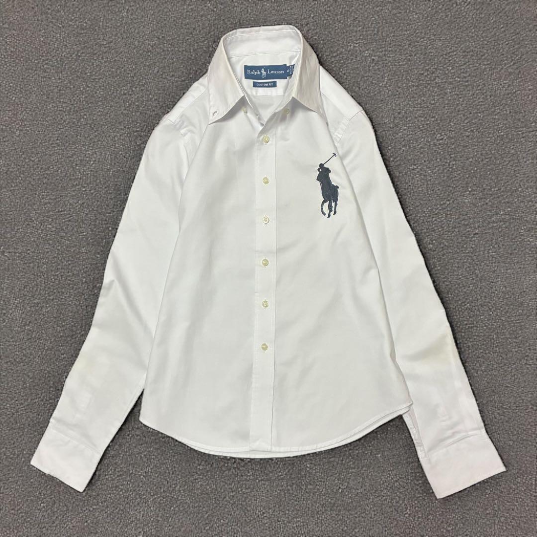 レア　Ralph Lauren ホワイト 長袖ビッグポニーシャツ