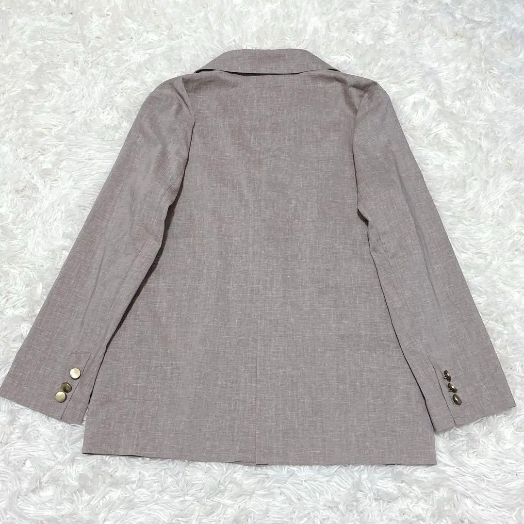 美品☆NOBLE　麻ストレッチダブルブレストジャケット　金ボタン　38