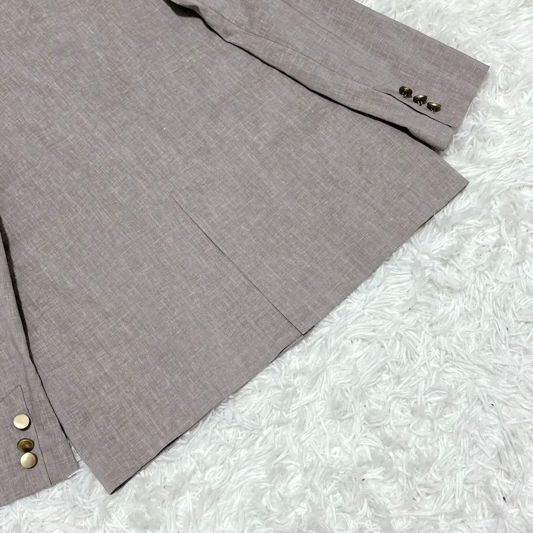 美品☆NOBLE　麻ストレッチダブルブレストジャケット　金ボタン　38