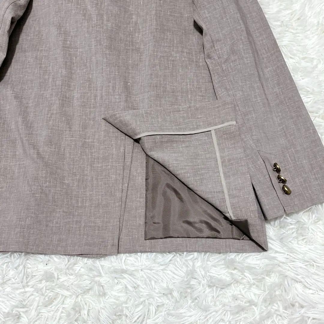 美品☆NOBLE　麻ストレッチダブルブレストジャケット　金ボタン　38