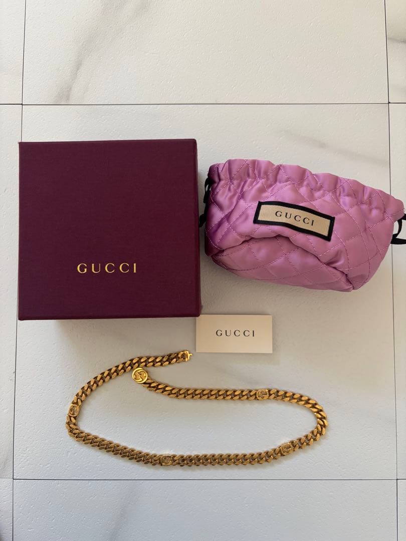 GUCCI インターロッキング ネックレス ゴールド ゴルメットチェーン 喜平