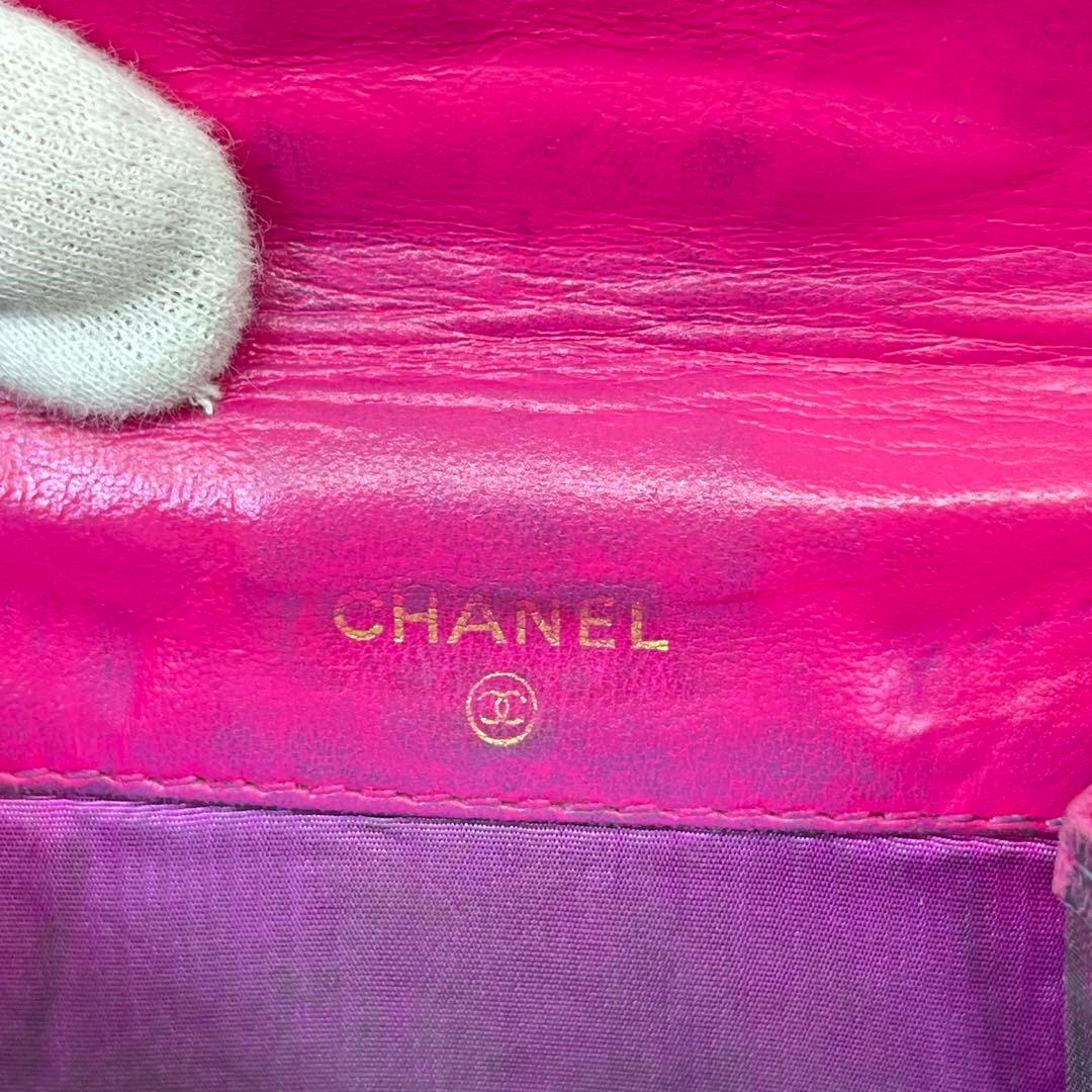 CHANEL 二つ折り財布 ココマーク キャビアスキン Wホック ピンク レザー