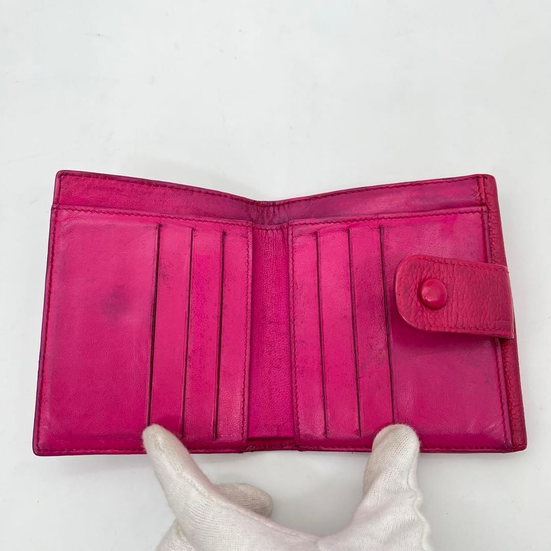 CHANEL 二つ折り財布 ココマーク キャビアスキン Wホック ピンク レザー