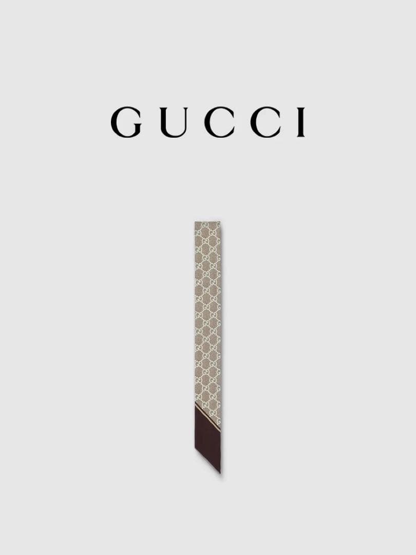 GUCCI グッチ GG柄 シルク スカーフ リボン シルク100%