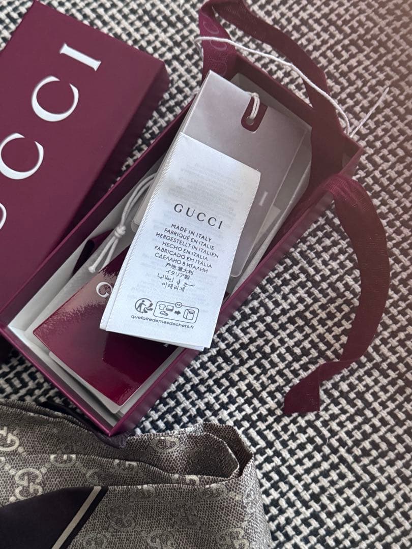 GUCCI グッチ GG柄 シルク スカーフ リボン シルク100%