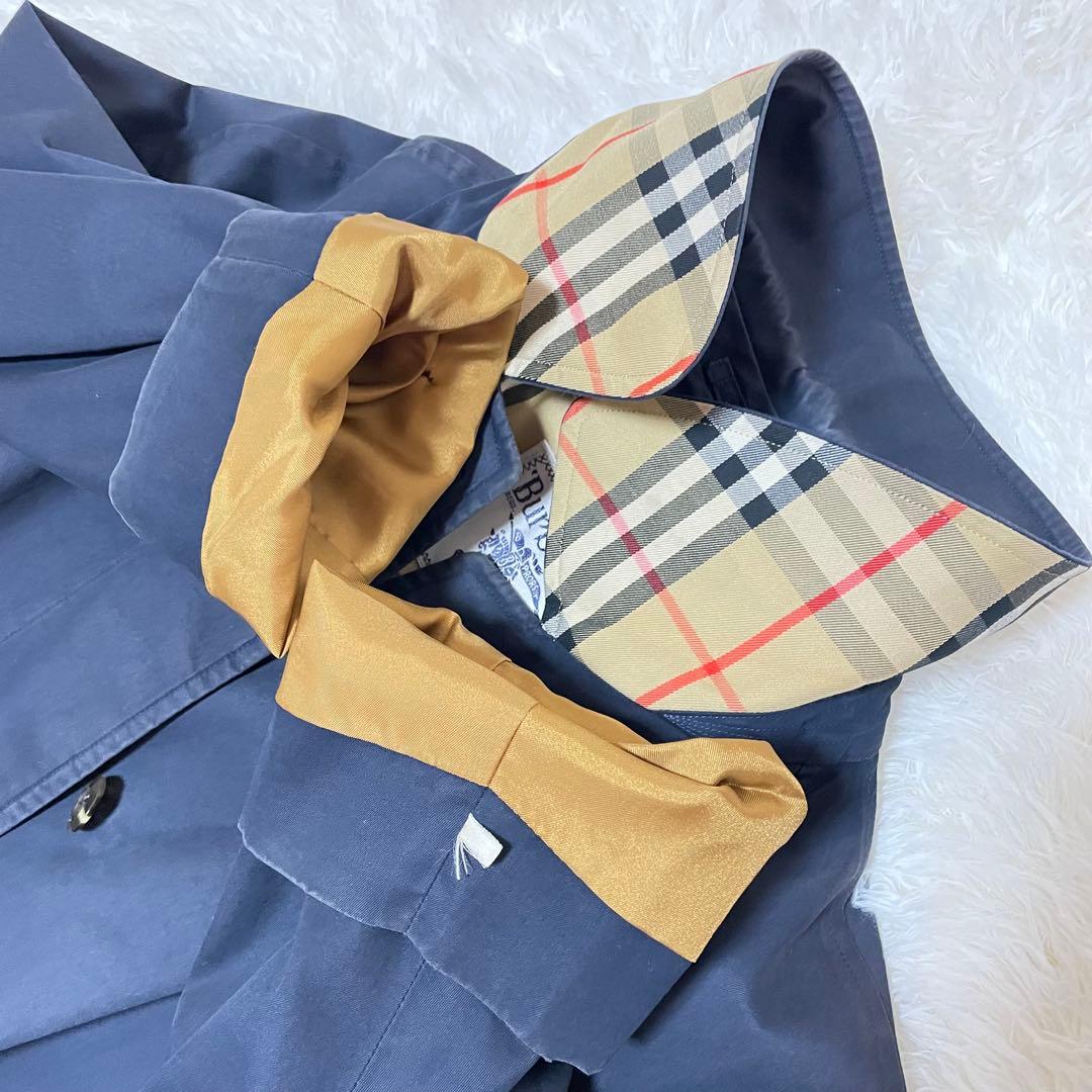 希少✨️BURBERRYs ヴィンテージ ノバチェック ステンカラーコートロング紺