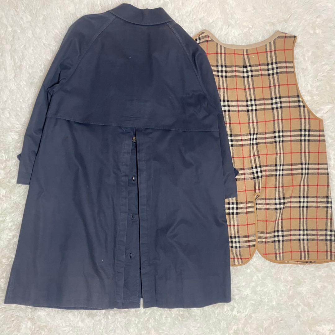 希少✨️BURBERRYs ヴィンテージ ノバチェック ステンカラーコートロング紺
