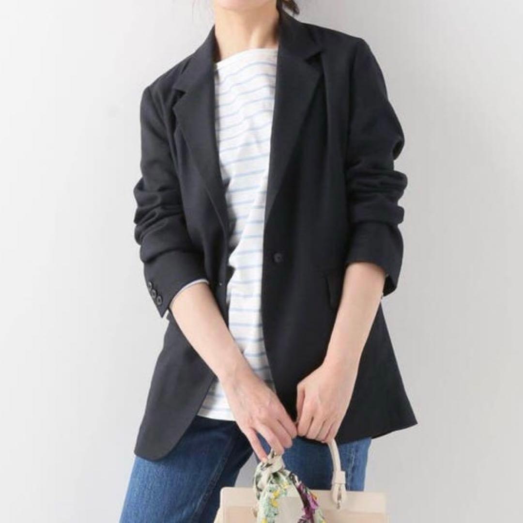 ❤︎美品❤︎スピック&スパン リネンストレッチ テーラードジャケット 紺 S
