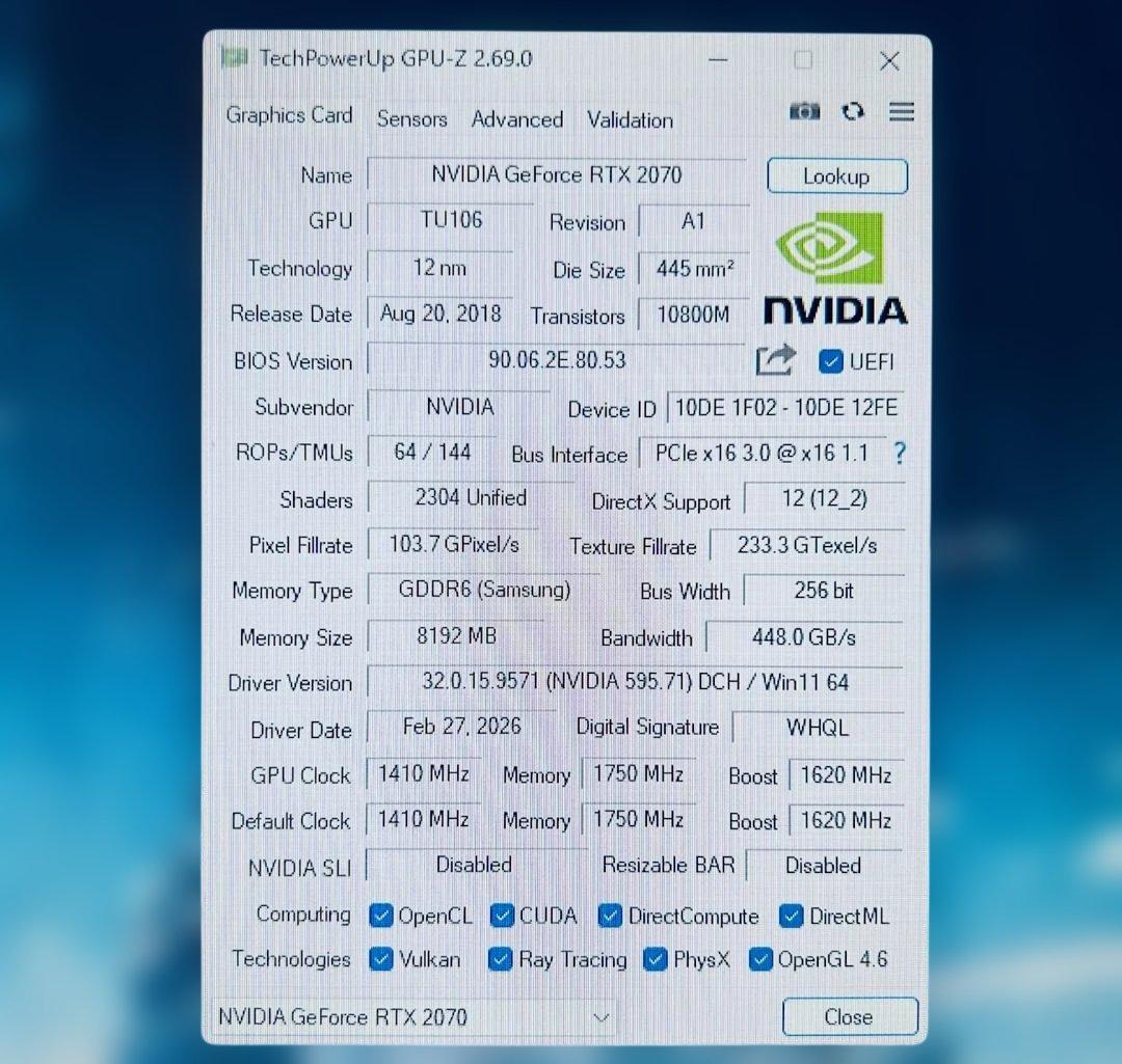 ヒ*)様 GALAX RTX2070 ホワイトグラフィックボード