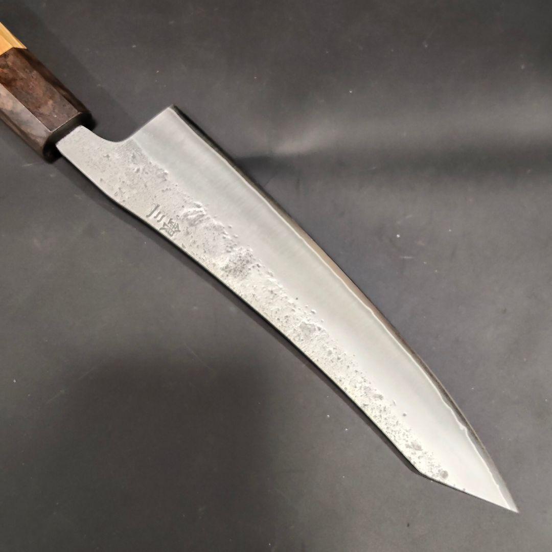 銀三 鬼反り 切付 本鍛造 なしじ 和牛刀 包丁 20cm 牛刀 木材八角柄