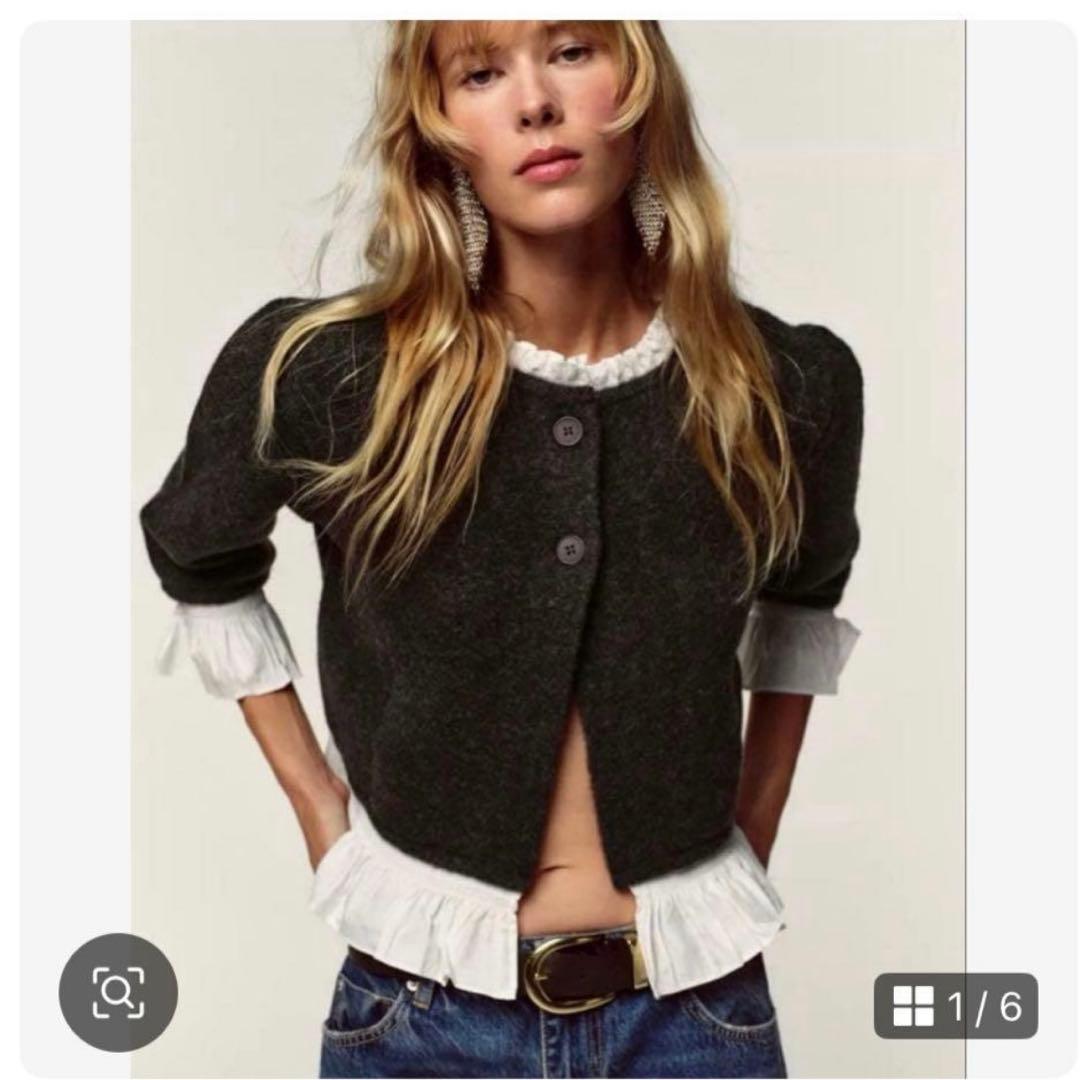 美品　ZARA ザラ ポプリンコンビニットジャケット S