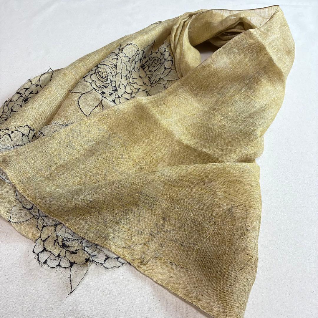 1-18.美品 Fil D'araignee リネンストール　フラワーレース