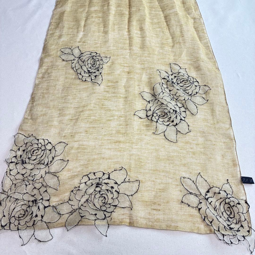 1-18.美品 Fil D'araignee リネンストール　フラワーレース