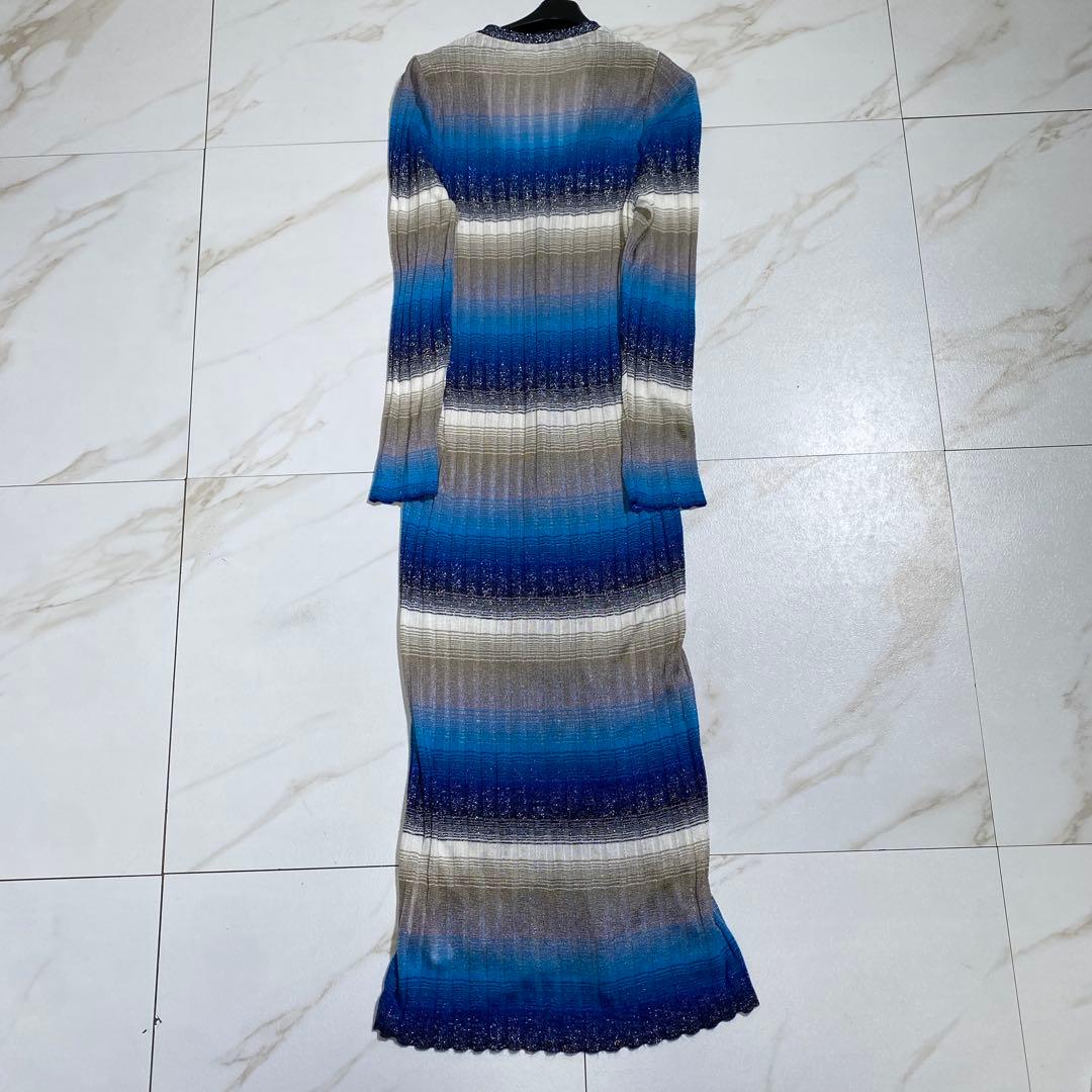 完売品♡ZARA グラデーションニット ロングカーディガン プリーツ調 M位
