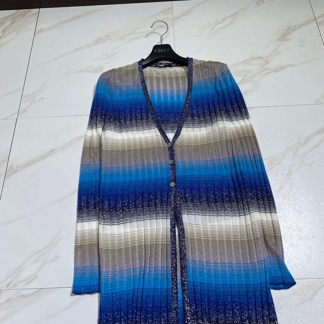 完売品♡ZARA グラデーションニット ロングカーディガン プリーツ調 M位