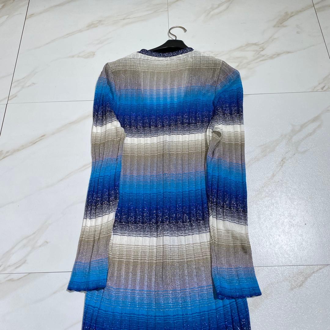 完売品♡ZARA グラデーションニット ロングカーディガン プリーツ調 M位