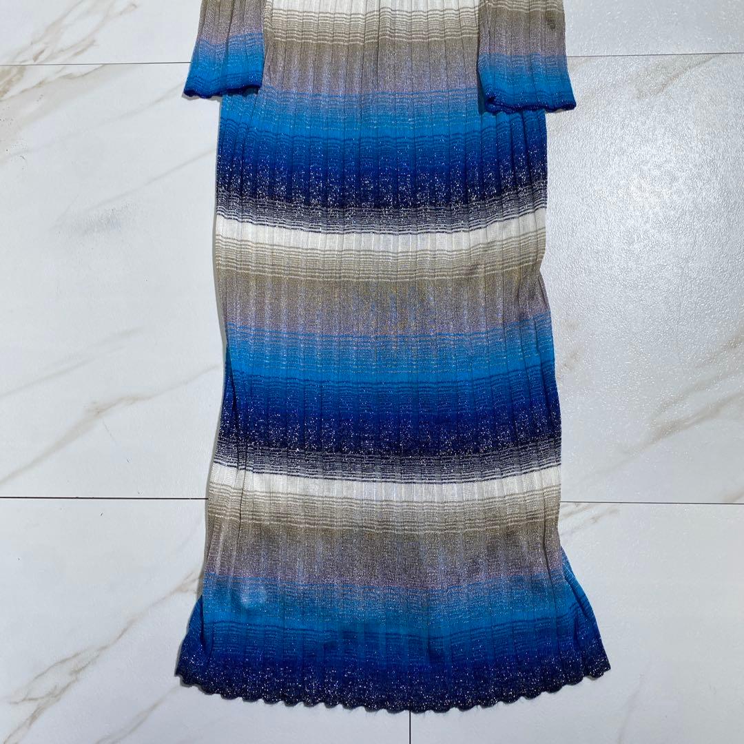 完売品♡ZARA グラデーションニット ロングカーディガン プリーツ調 M位