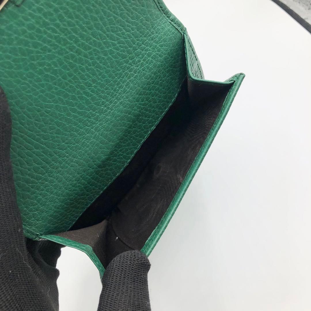 グッチ インターロッキングG グリーン 二つ折り財布 レザー