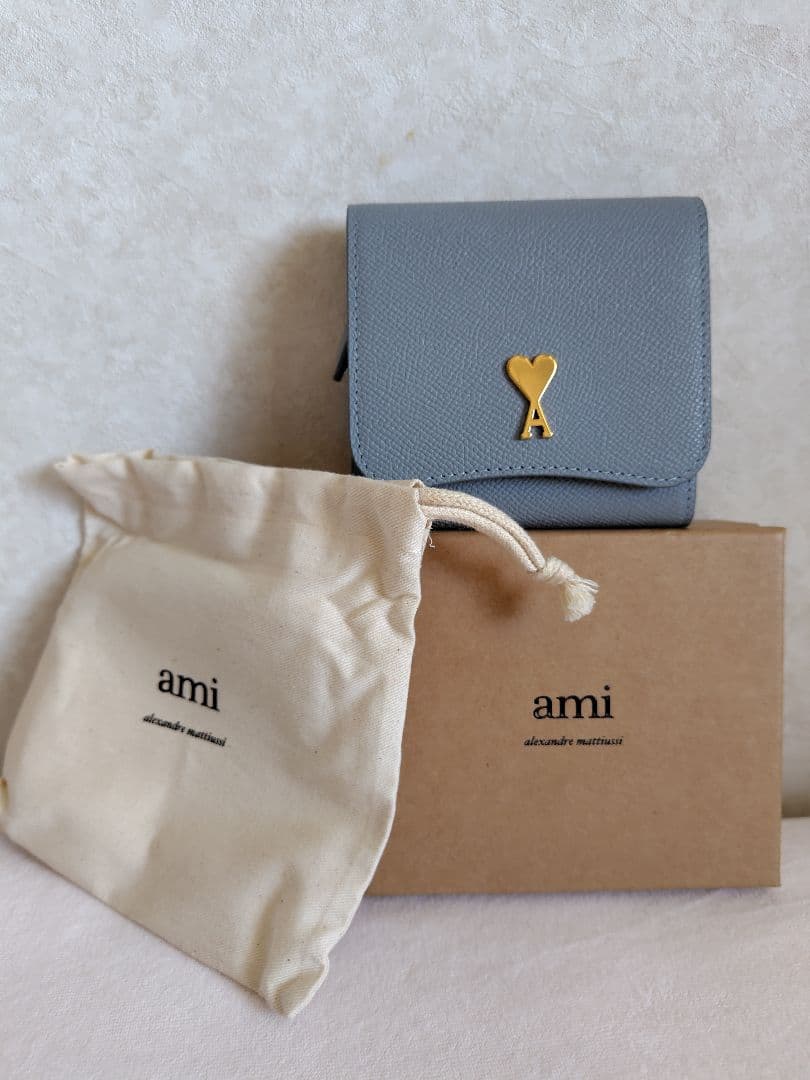ami paris 二つ折り財布 ブルーグレー