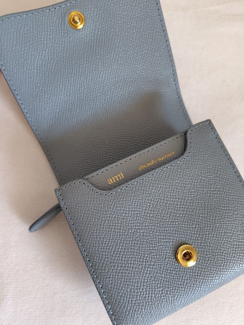 ami paris 二つ折り財布 ブルーグレー