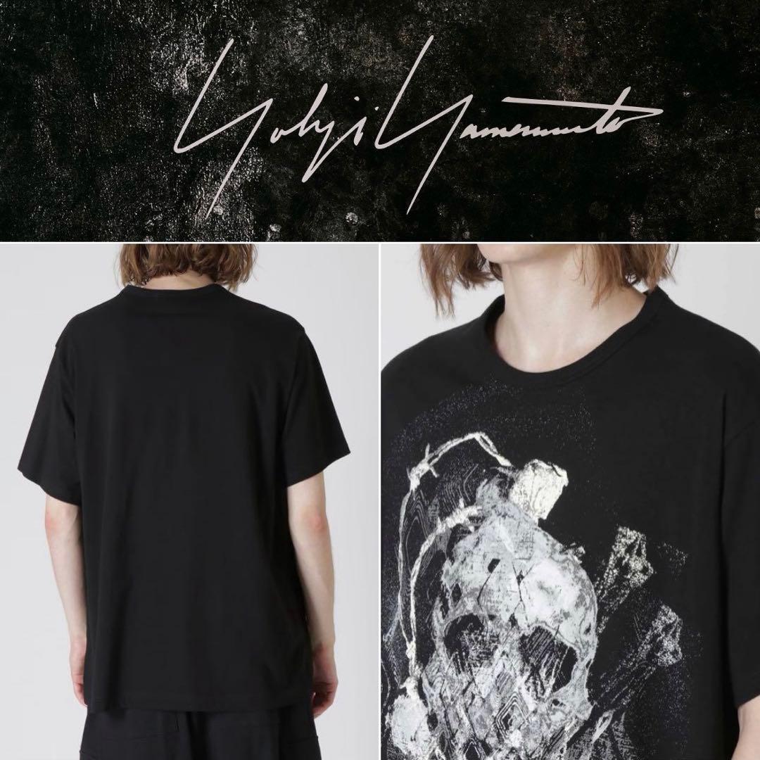YohjiYamamoto 23ss スカルローズTシャツ 髑髏&薔薇&有刺鉄線