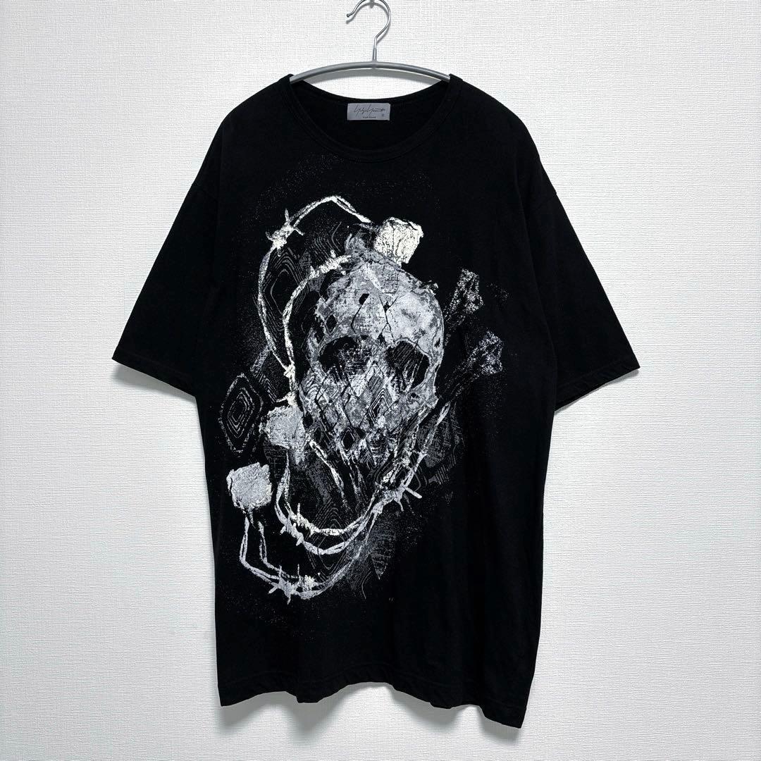 YohjiYamamoto 23ss スカルローズTシャツ 髑髏&薔薇&有刺鉄線