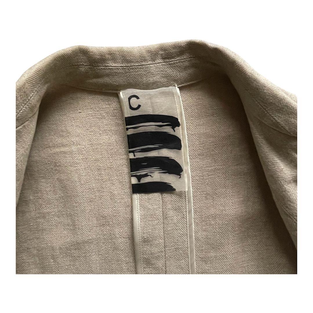 inom さま　Chaos カオス リネン ヘリンボン ダブルジャケットベージュ