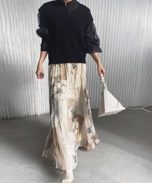 美品 Ameri HOLLY VINTAGE PLEATS SKIRT M 花柄