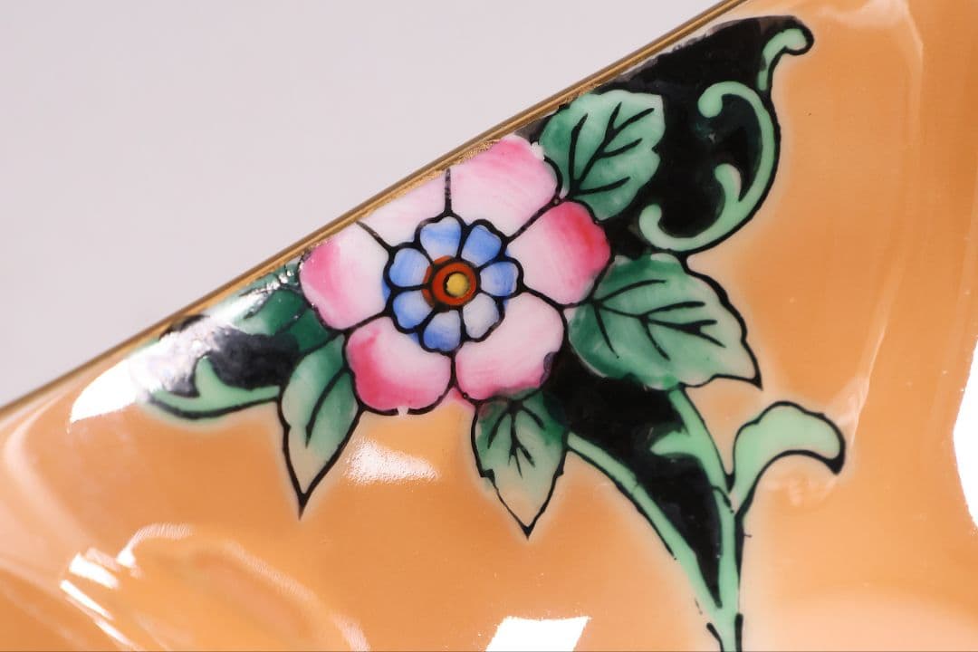 【CM295】オールドノリタケ 草花 ラスター彩 皿 小鉢 耳付 日本 陶磁器