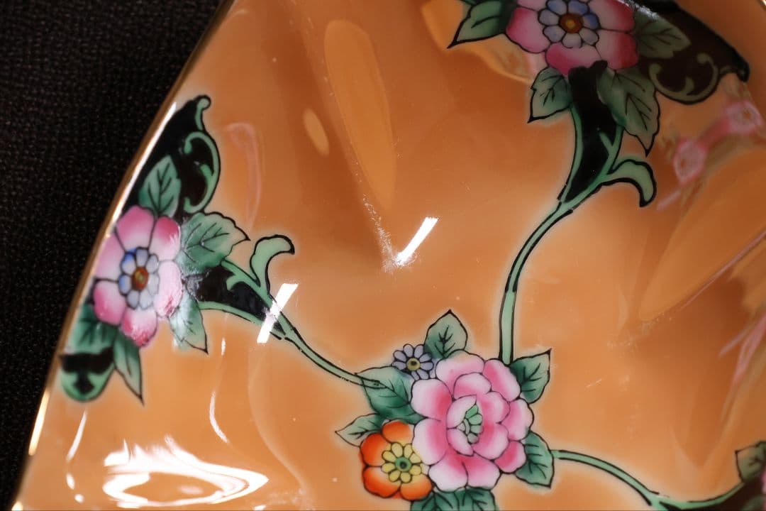 【CM295】オールドノリタケ 草花 ラスター彩 皿 小鉢 耳付 日本 陶磁器
