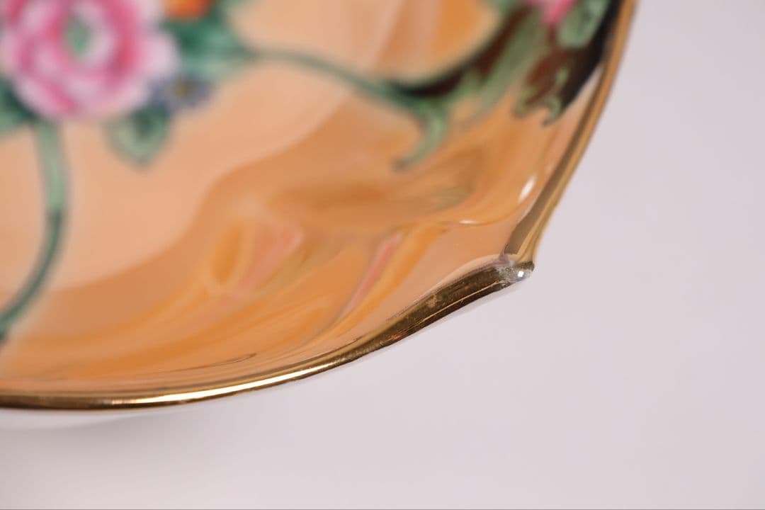 【CM295】オールドノリタケ 草花 ラスター彩 皿 小鉢 耳付 日本 陶磁器