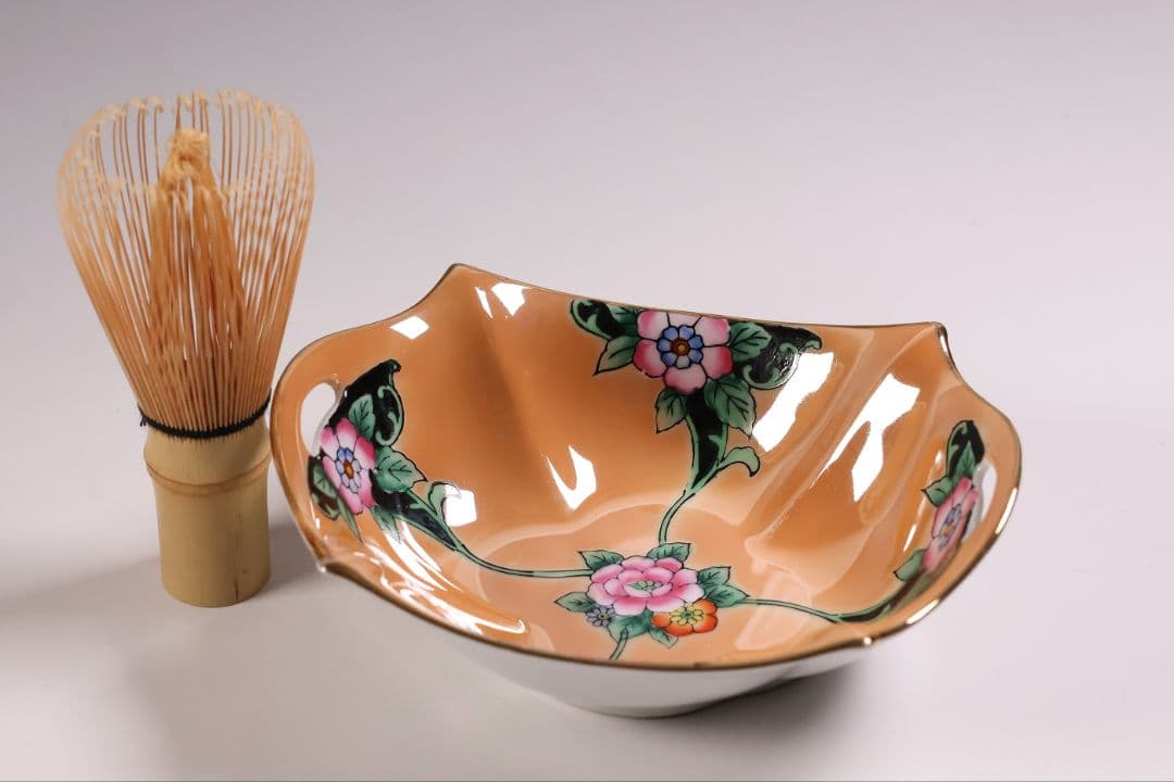 【CM295】オールドノリタケ 草花 ラスター彩 皿 小鉢 耳付 日本 陶磁器