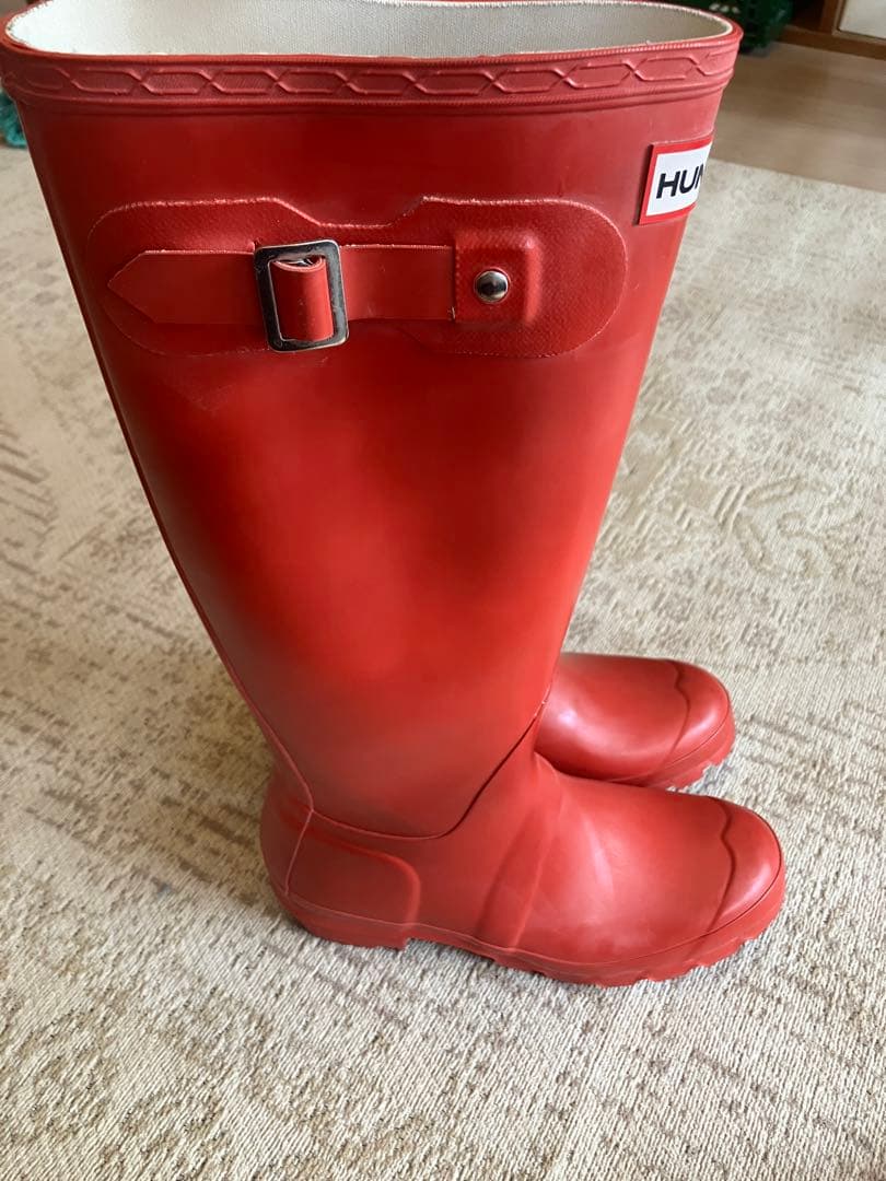 HUNTER 赤 長靴　レインブーツ　レッド　23cm