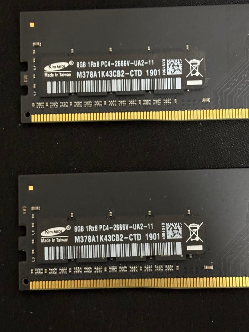 8GB✖︎2枚 合計16GB DDR4 メモリ 2666V